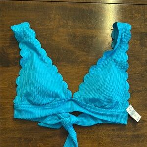 Aerie Blue Scalloped Bikini Top